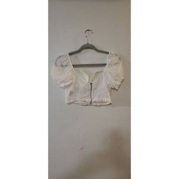 SHEIN white sheer puff sleeve crop-top - Picture 6 of 8